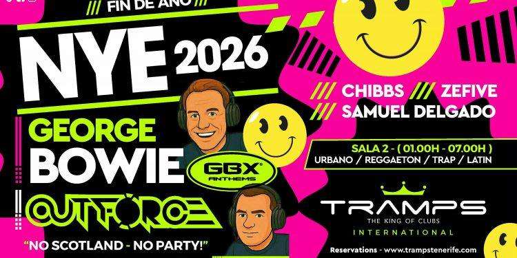 New Year’s Eve Tenerife 2026 – GBX George Bowie live at Tramps Tenerife on Veronicas Strip.
