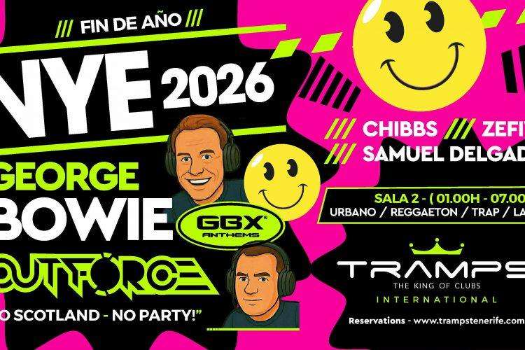 New Year’s Eve Tenerife 2026 – GBX George Bowie live at Tramps Tenerife on Veronicas Strip.