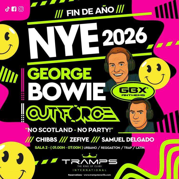 New Year’s Eve Tenerife 2026 – GBX George Bowie live at Tramps Tenerife on Veronicas Strip.