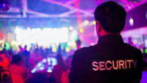 Professional security staff keeping the club entrance safe on Veronicas Strip.