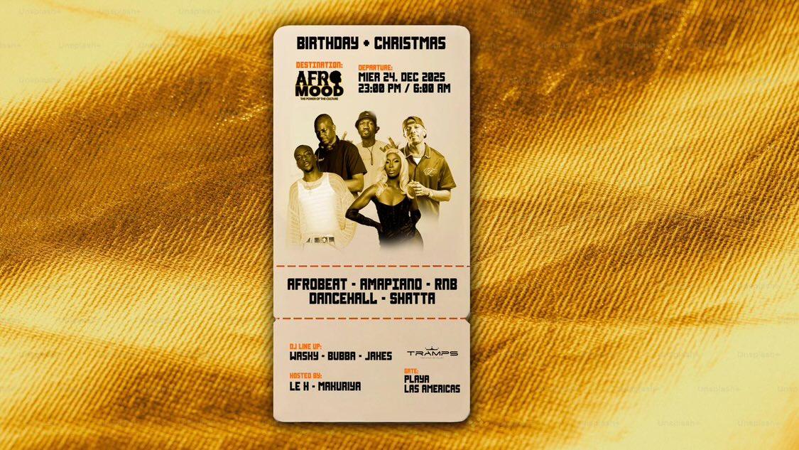 Afromood | Tramps Tenerife | Veronicas Strip | Christmas Special Afromood Christmas Eve event in Tenerife with festive decorations, music, and second-anniversary celebration.