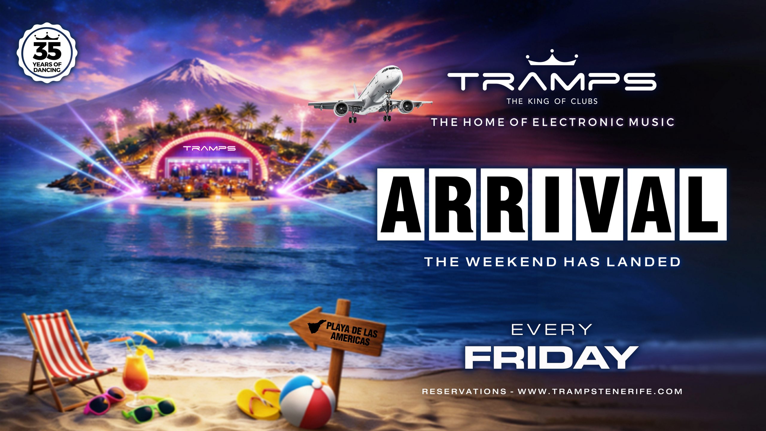 Arrival at Tramps Tenerife: The home of electronic music on Veronicas Strip.