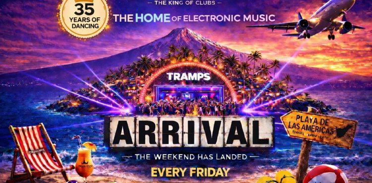 Arrival at Tramps Tenerife: The home of electronic music on Veronicas Strip.