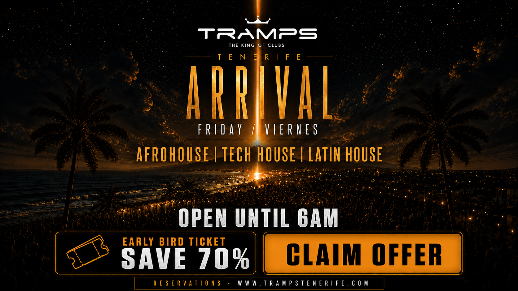 Tramps Tenerife Events: Arrival, Latin House / Tech House / Afrohouse