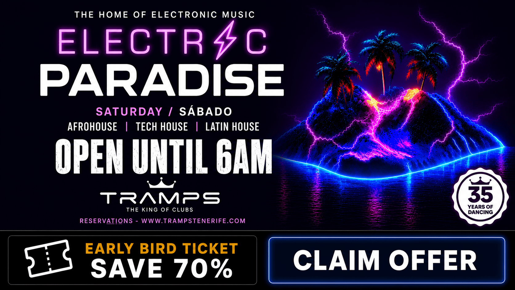 Electric Paradise, Tramps Tenerife, Afrohouse / Tech House / Latin House